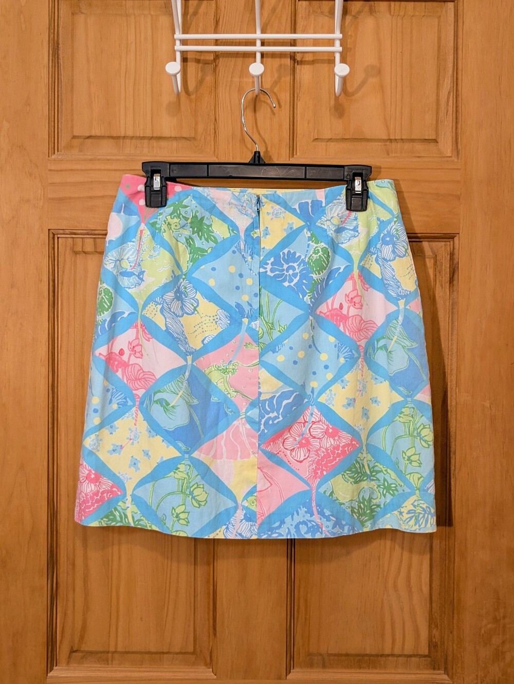 VTG Lilly Pulitzer Mini Skirt A-Line Floral Blue Yellow Cotton Sz 10 Y2K Resort - Picture 6 of 12